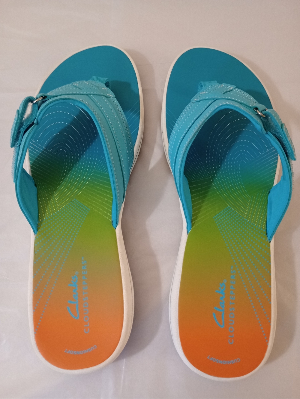 Clarks Women's Cloudsteppers Breeze Sea Ombre Flip Flops Turquoise